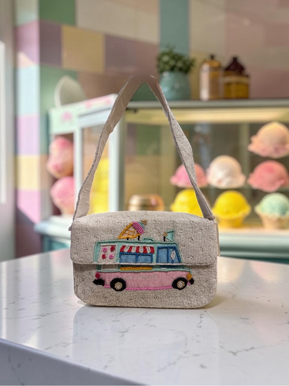 Sol and Mer Beaded Ice Cream Truck Shoulder Bag